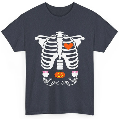 Pregnant Halloween Skeleton Baby Twins Witch Pumpkin Costume Classic Unisex T-Shirt