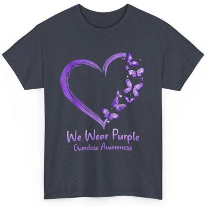 Overdose Awareness Month Love Purple Butterfly Heart Warrior Classic Unisex T-Shirt