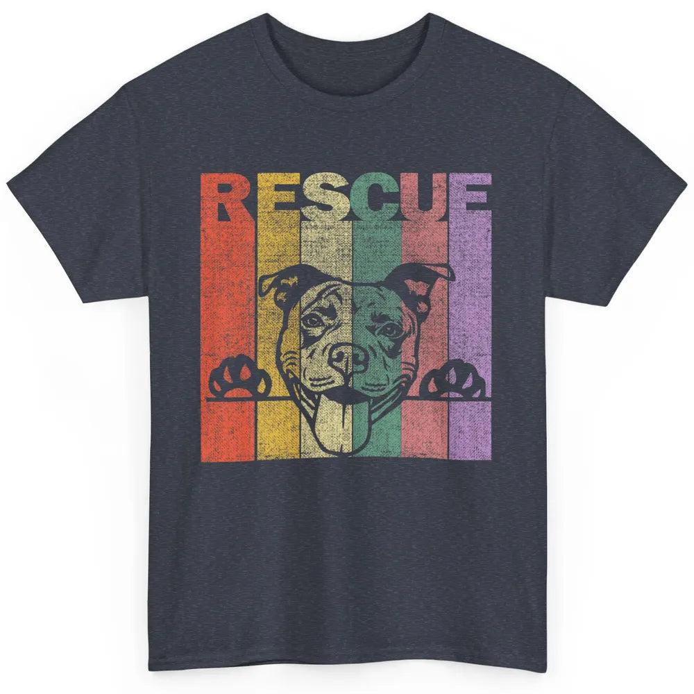 Rescue Dog Pitbull Puppy Adopt Vintage Funny Pet Rescuer Mom Classic Unisex T-Shirt