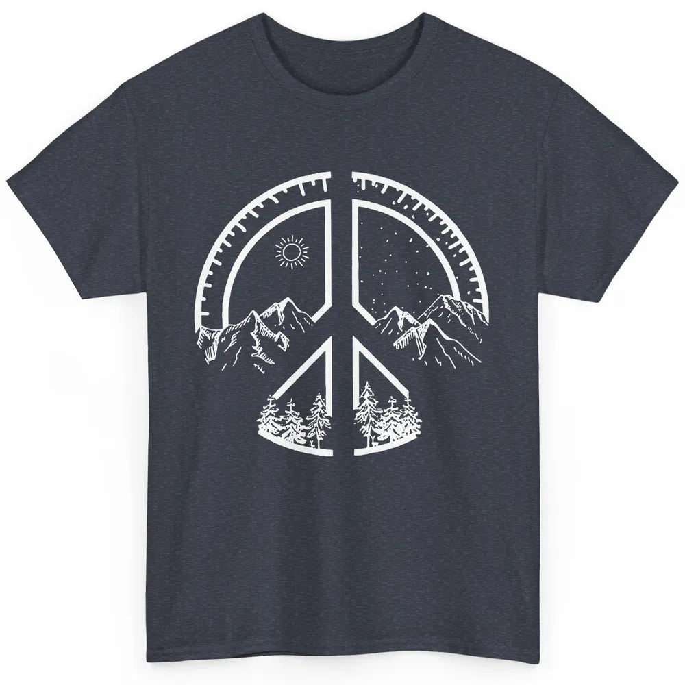 Peace Love Hiking Mountain Hikers Exploring Nature Camping Classic Unisex T-Shirt