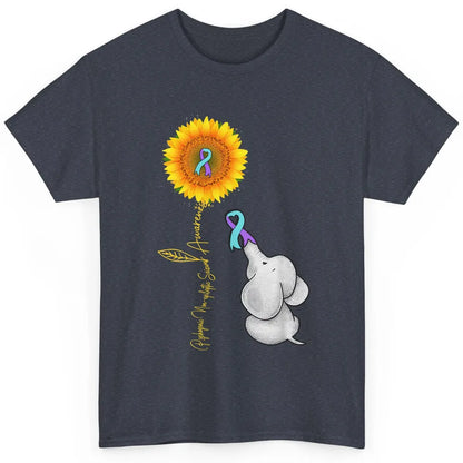 PNES Awareness Purple Teal Ribbon Sunflower Baby Elephant Classic Unisex T-Shirt