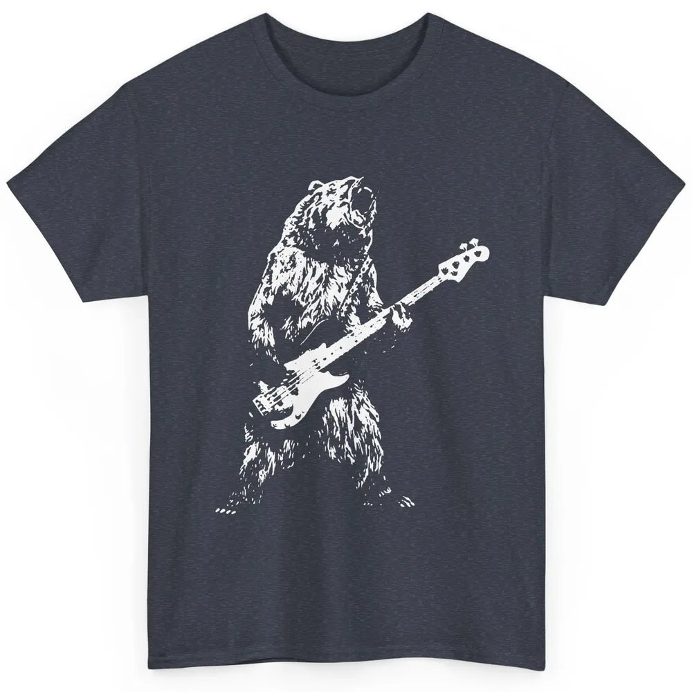 Retro Bear Playing Bass Guitar Bear Guitarist Music Lovers Classic Unisex T-Shirt