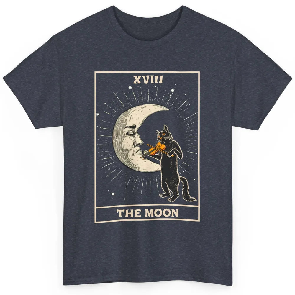 Retro Halloween Cat Guitarist The Moon Tarot Card Witchcraft Classic Unisex T-Shirt