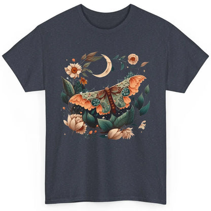 Retro Floral Moth Moon Butterfly Boho Moth Lovers Gift Classic Unisex T-Shirt