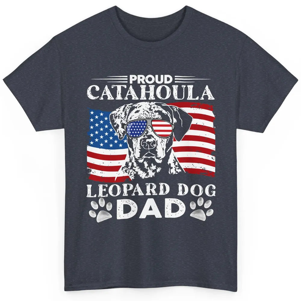 Proud Catahoula Leopard Dog Dad US Flag Patriotic 4th July Classic Unisex T-Shirt