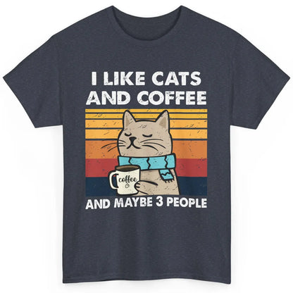 Retro Funny Fall Cat I Like Cats Coffee And Maybe 3 People Classic Unisex T-Shirt