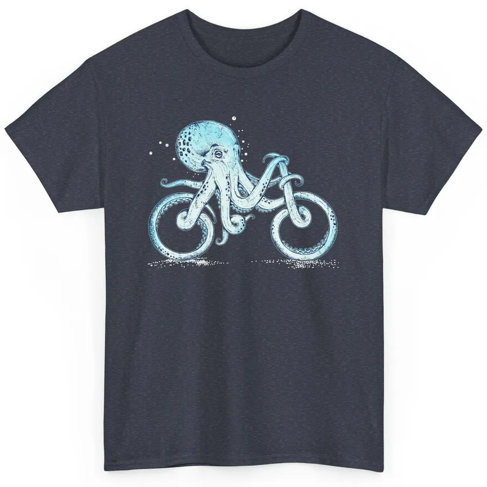 Funny Octopus Riding Bicycle Retro Marine Sea Creature Bike Classic Unisex T-Shirt