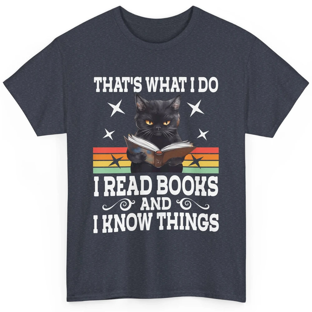 Retro Cat Books The Reader Black Cat Reading Books Bookish Bookworm Kitten Classic Unisex T-Shirt