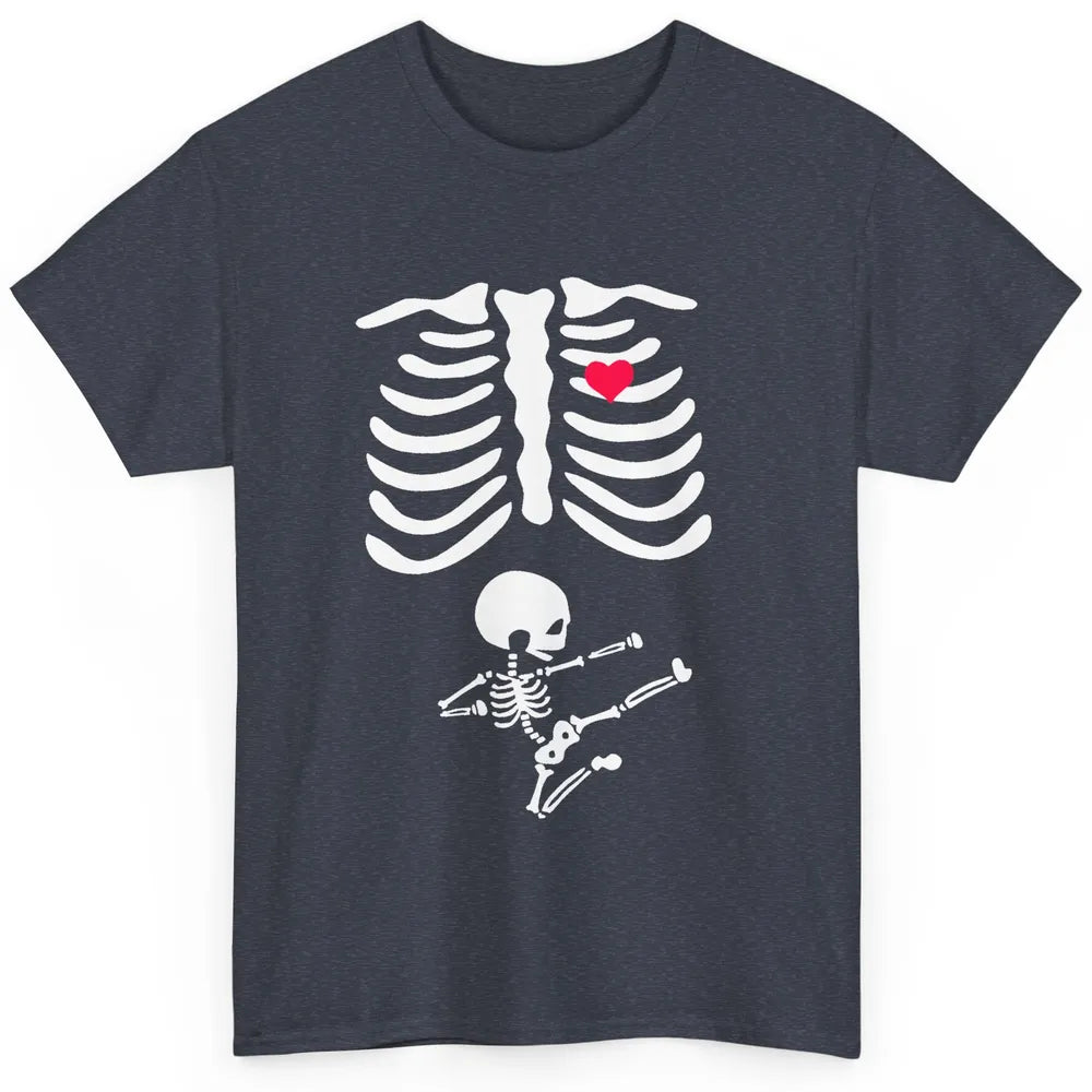 Pregnant Halloween Skeleton Naughty Baby Boy Pumpkin Costume Classic Unisex T-Shirt