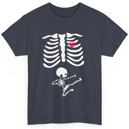 Pregnant Halloween Skeleton Naughty Baby Boy Pumpkin Costume Classic Unisex T-Shirt