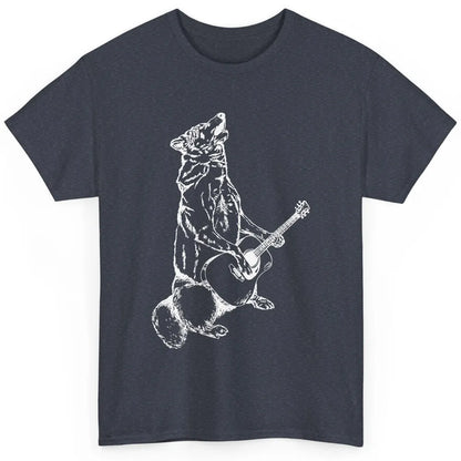 Retro Howling Wolf Playing Guitar Musician Guitarist Music Classic Unisex T-Shirt