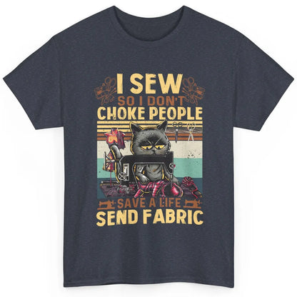 Retro Black Cat I Sew So I Dont Choke People Sewing Quilting Classic Unisex T-Shirt