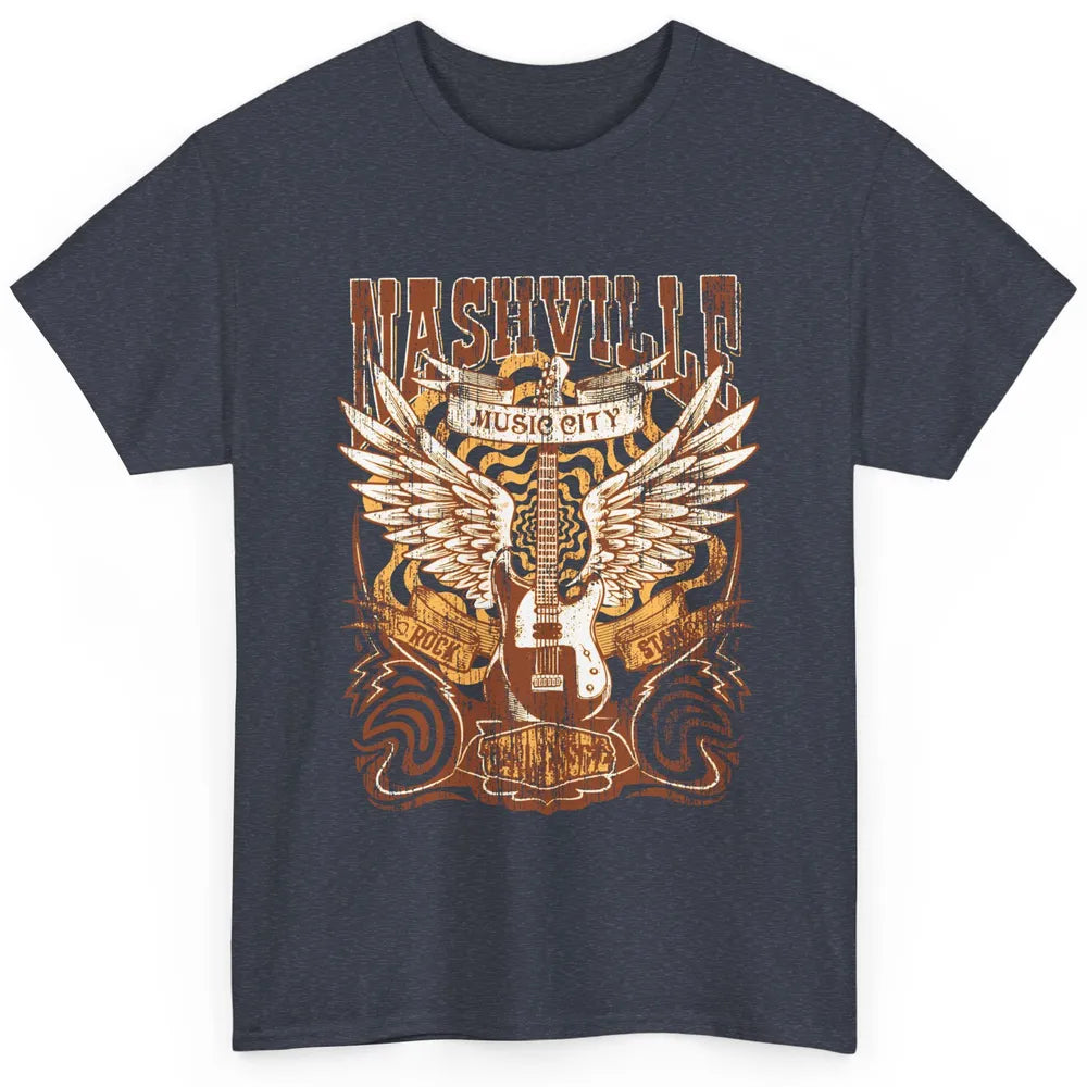 Retro Guitar Nashville Music City Western Country Music Classic Unisex T-Shirt