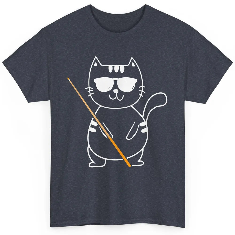 Pool Player Cool Cat Sunglasses Eight Balls Pool Snooker Pun Classic Unisex T-Shirt