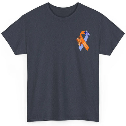 Psoriatic Arthritis Awareness PsA Floral Blue Orange Ribbon Classic Unisex T-Shirt