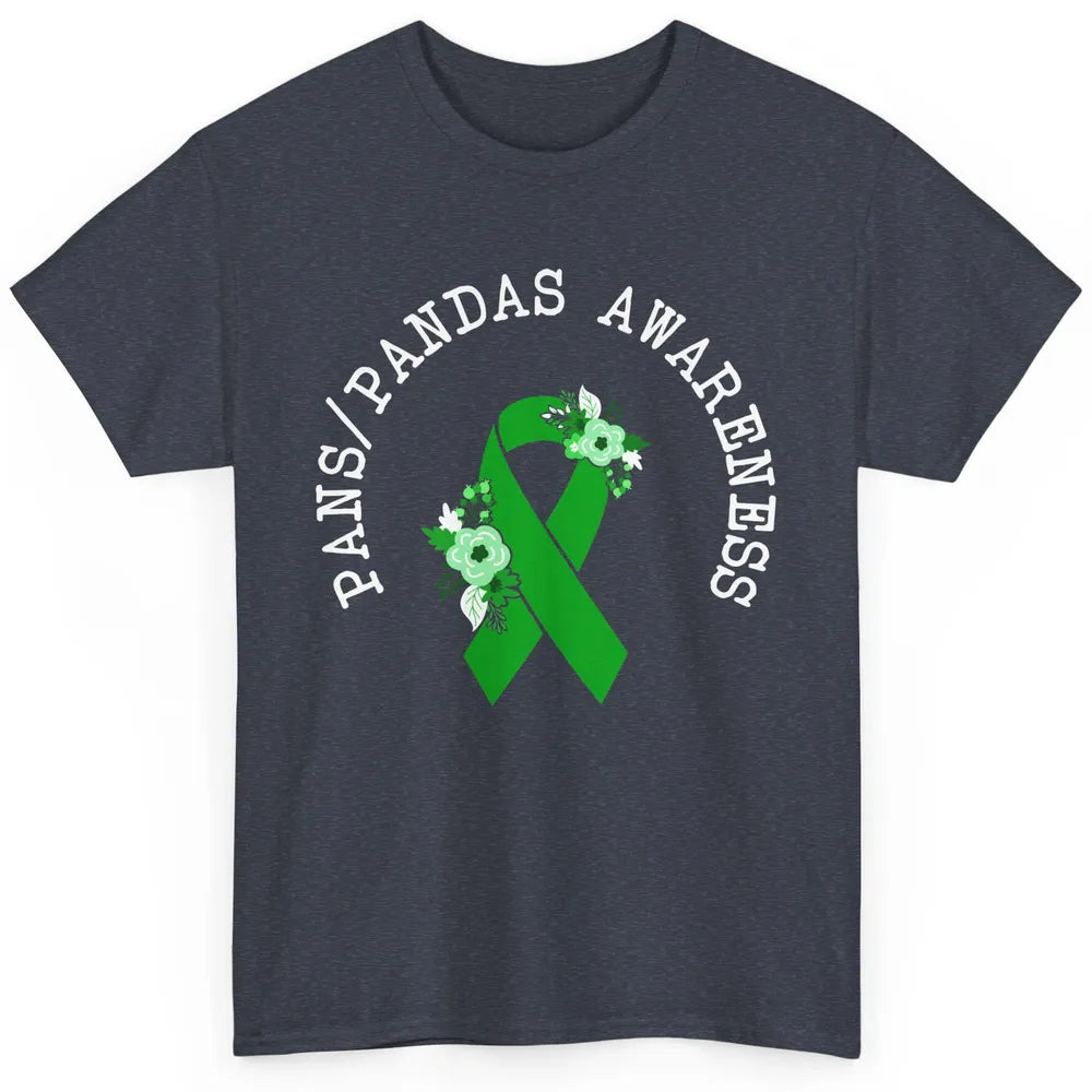 PANS/PANDAS Awareness Floral Green Ribbon Pans Disease Classic Unisex T-Shirt