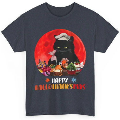 Black Cat Happy Hallothanksmas Baker Cat Halloween Christmas Classic Unisex T-Shirt