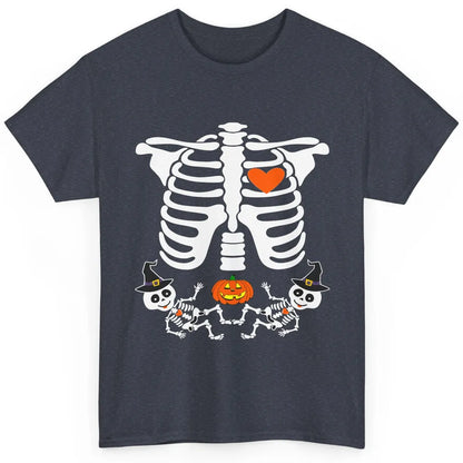 Pregnant Halloween Skeleton Baby Twins Witch Pumpkin Costume Classic Unisex T-Shirt