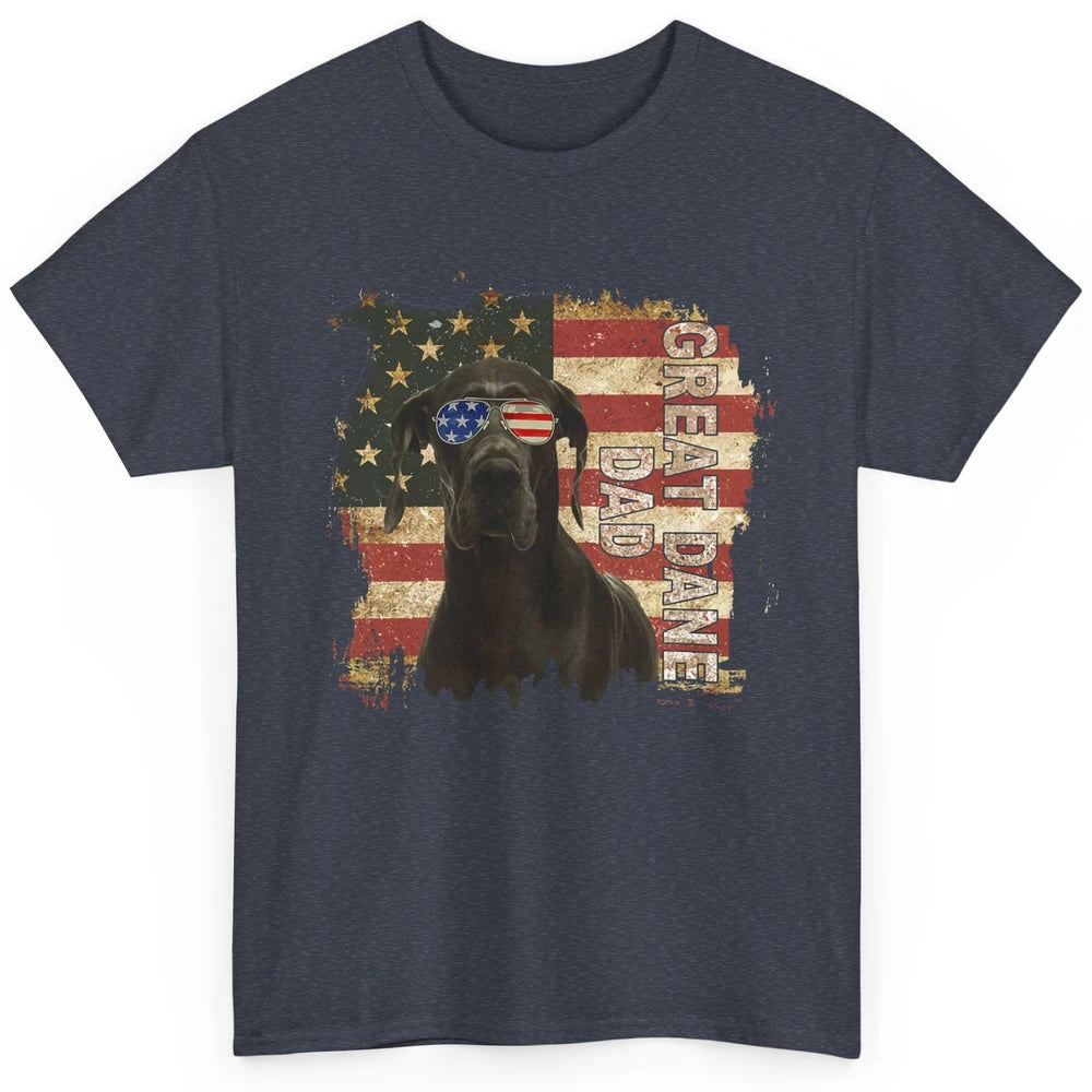 Retro Best Great Dane Dad Ever American Flag 4th Of July Classic Unisex T-Shirt