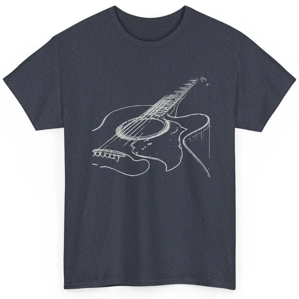 Retro Acoustic Guitar Guitarist Musician Music Lovers Gift Classic Unisex T-Shirt