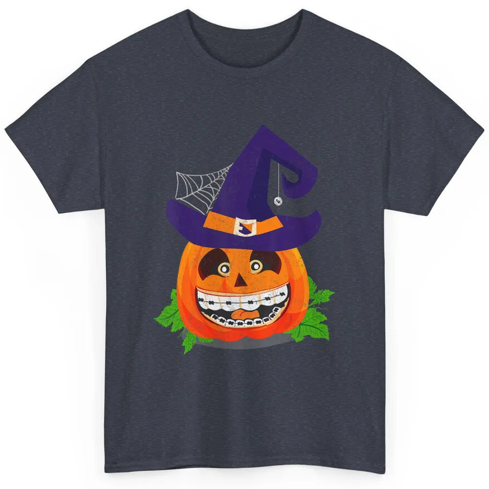 Pumpkin Witch Teeth Braces Dental Dentist Halloween Spooky Classic Unisex T-Shirt