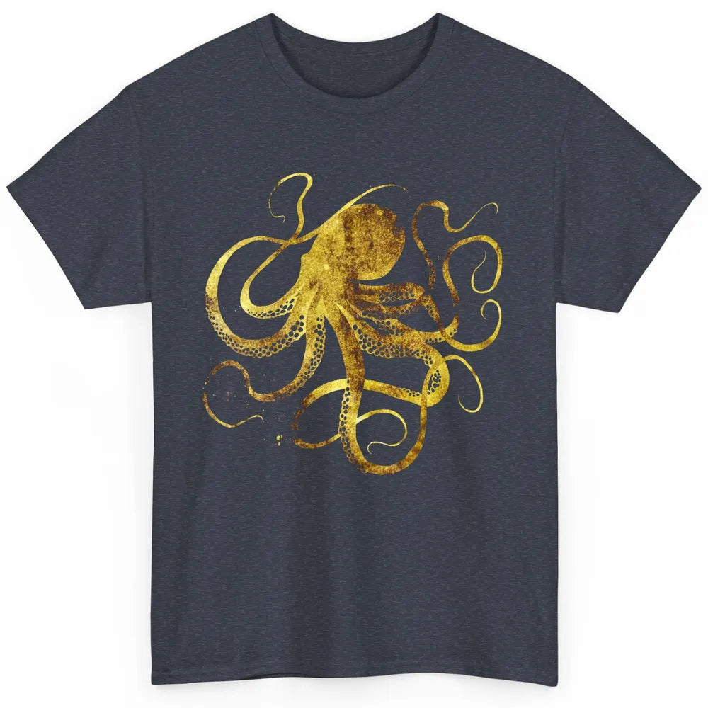 Octopus Japanese Calligraphy Gyotaku Traditional Art Print Classic Unisex T-Shirt