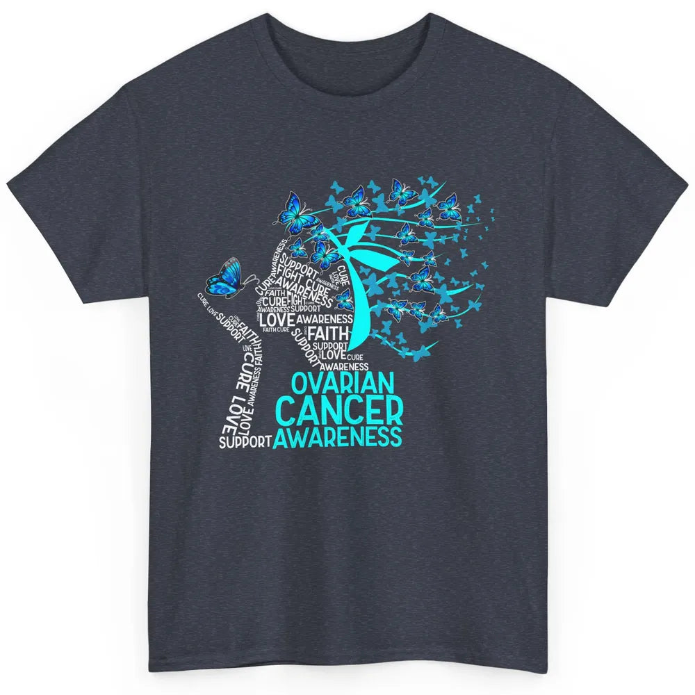Ovarian Cancer Awareness Hope Love Cure Teal Ribbon Classic Unisex T-Shirt