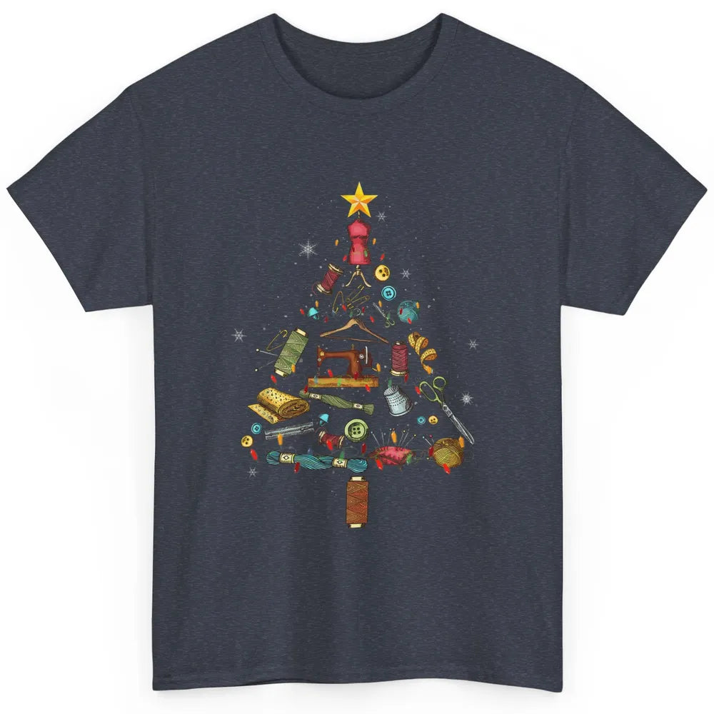 Merry Christmas Sewing Yarn Quilting Xmas Tree Sew Machine Classic Unisex T-Shirt