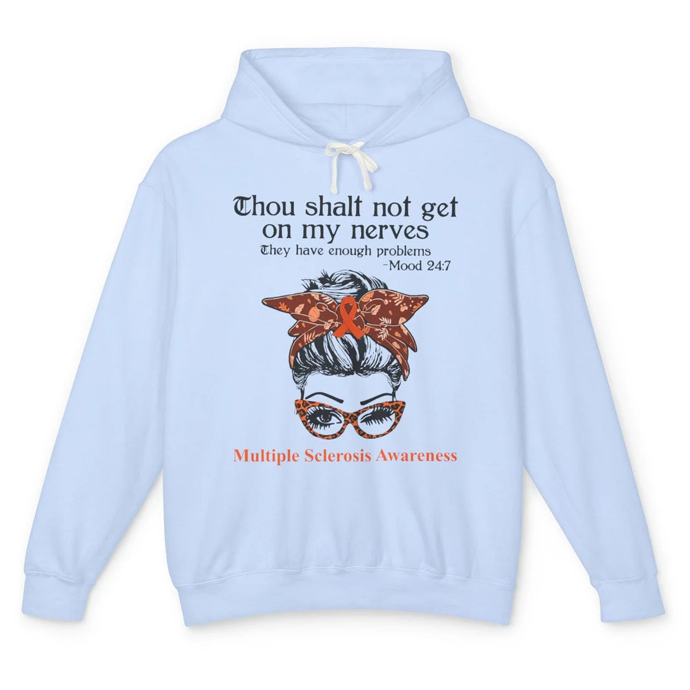 Multiple Sclerosis Awareness Messy Bun Ms Cancer Warrior Unisex Lightweight Hoodie