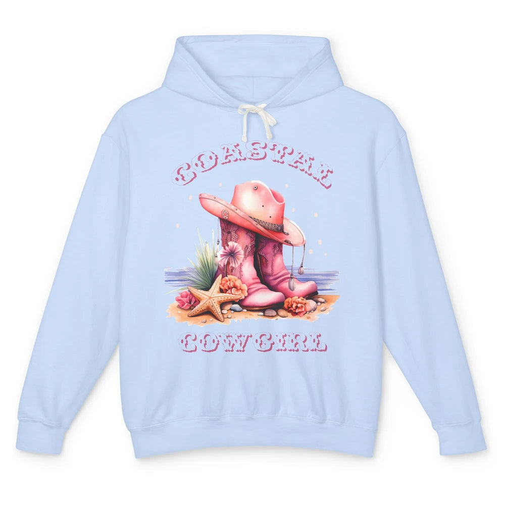 Retro Cowgirl Boots Coastal Cowgirl Western Country Beach Unisex Lightweight Hoodie