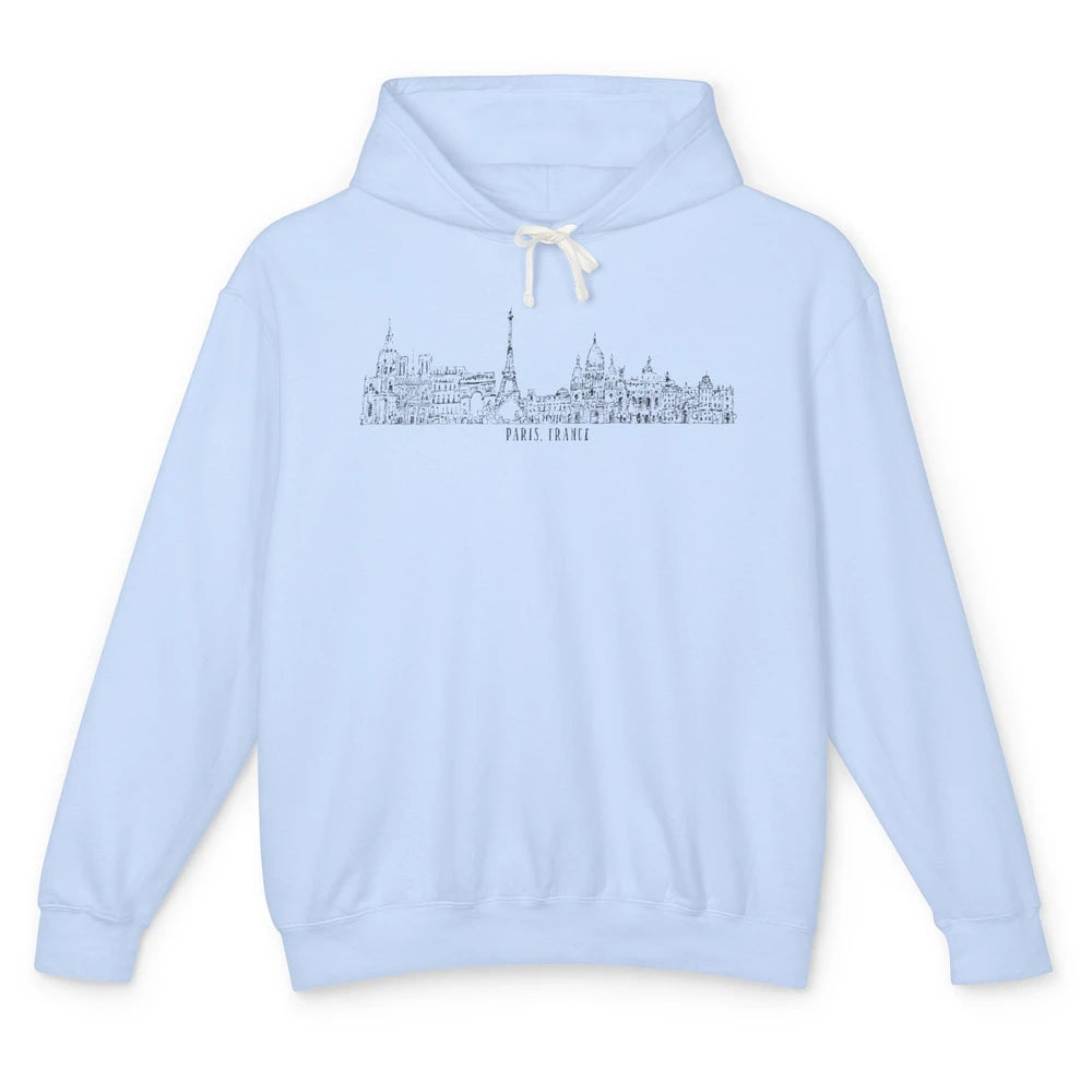 Paris Eiffel Tower Souvenir Travel France Gift Paris Skyline Unisex Lightweight Hoodie