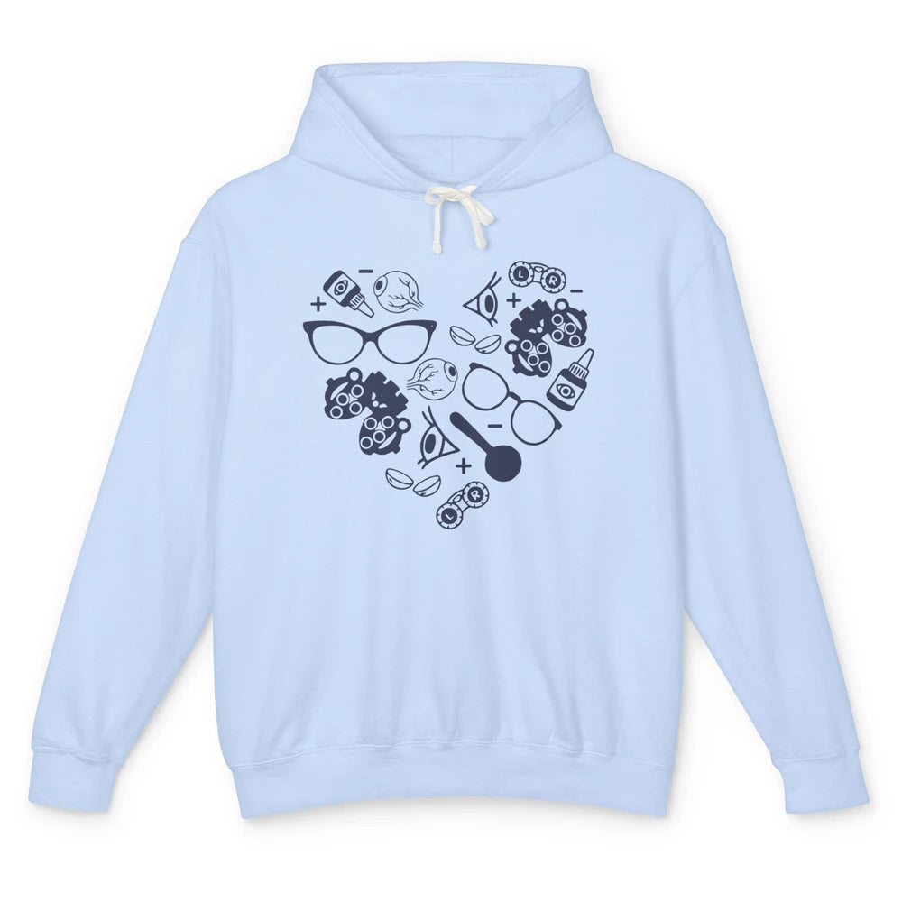 Optometrist Love Heart Symbols Optician Eye Doctor Gift Unisex Lightweight Hoodie