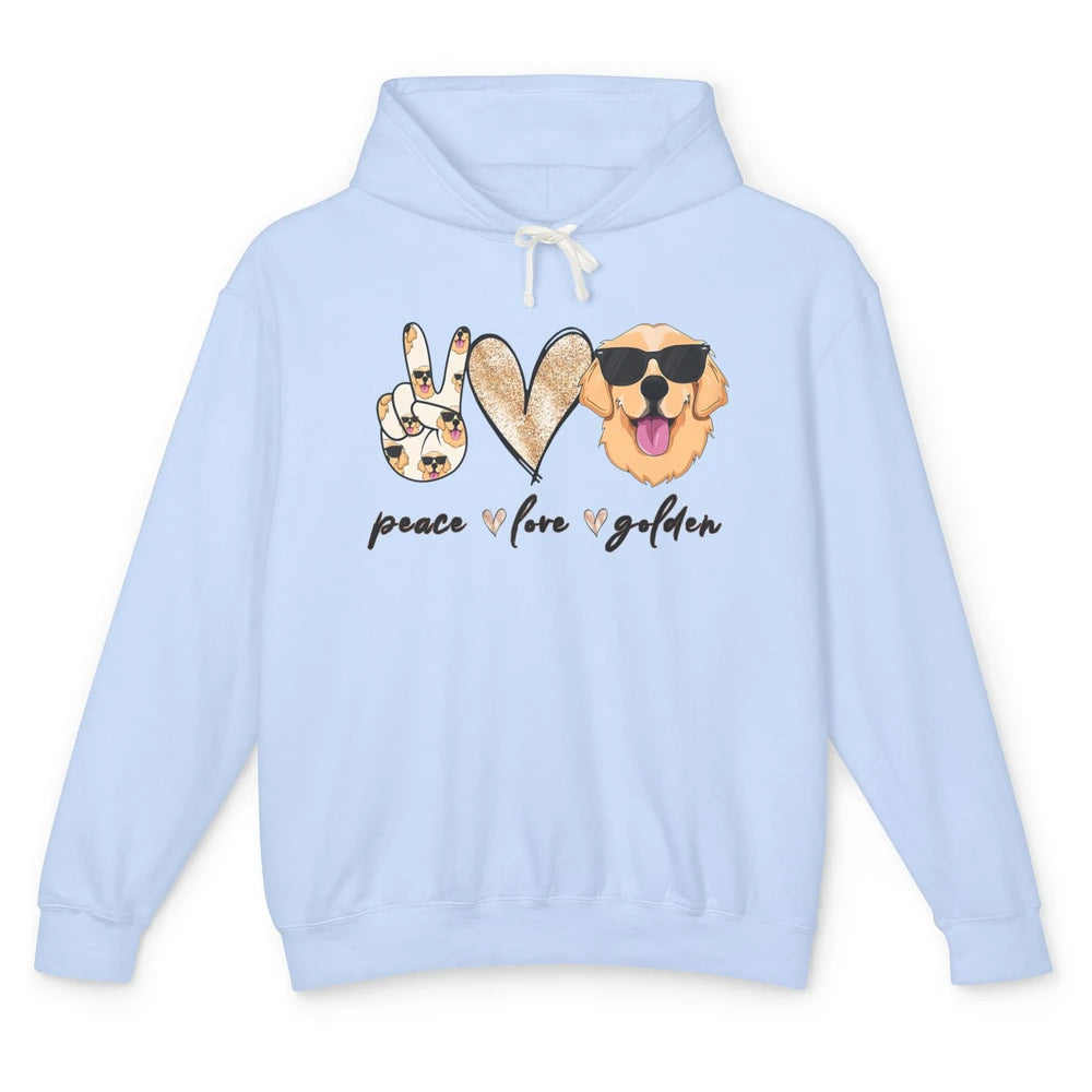 Peace Love Golden Dog Lover Golden Retriever Dad Mom Gift Unisex Lightweight Hoodie
