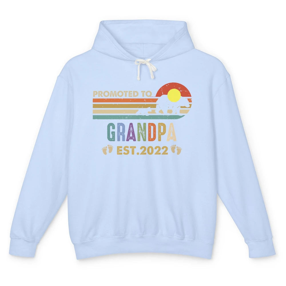 Retro Bear Sunset Promoted To Grandpa Est 2022 Grandpa Gift Unisex Lightweight Hoodie