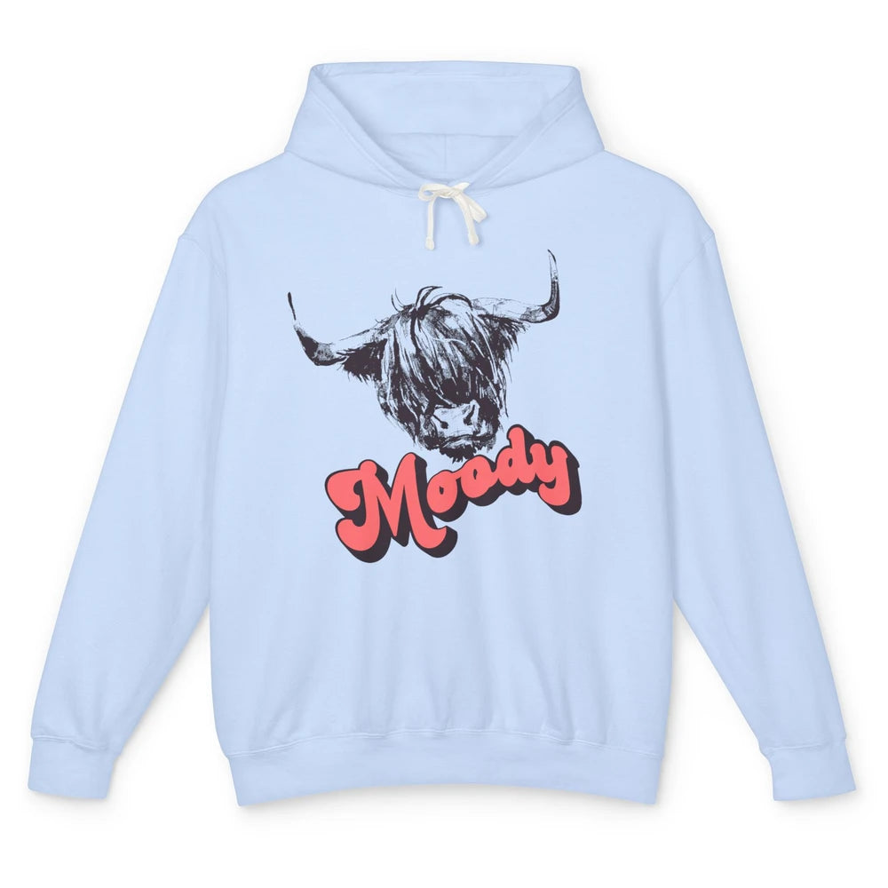 Retro Highland Heifer Moody Southern Cow Head Western Heifer Unisex Lightweight Hoodie