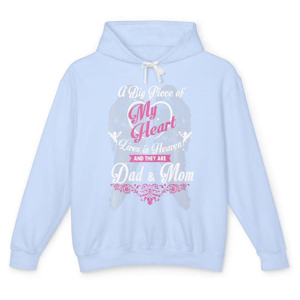 Parents Heaven Dad And Mom In Heaven Angel Wings Guardian Unisex Lightweight Hoodie