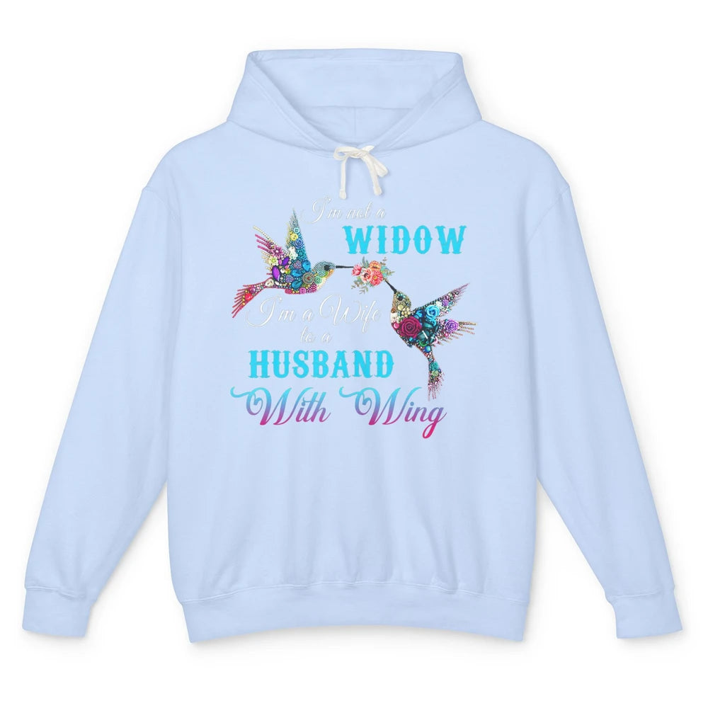 Not Widow Wife Of Husband In Heaven Angel With Wings Birds Unisex Lightweight Hoodie