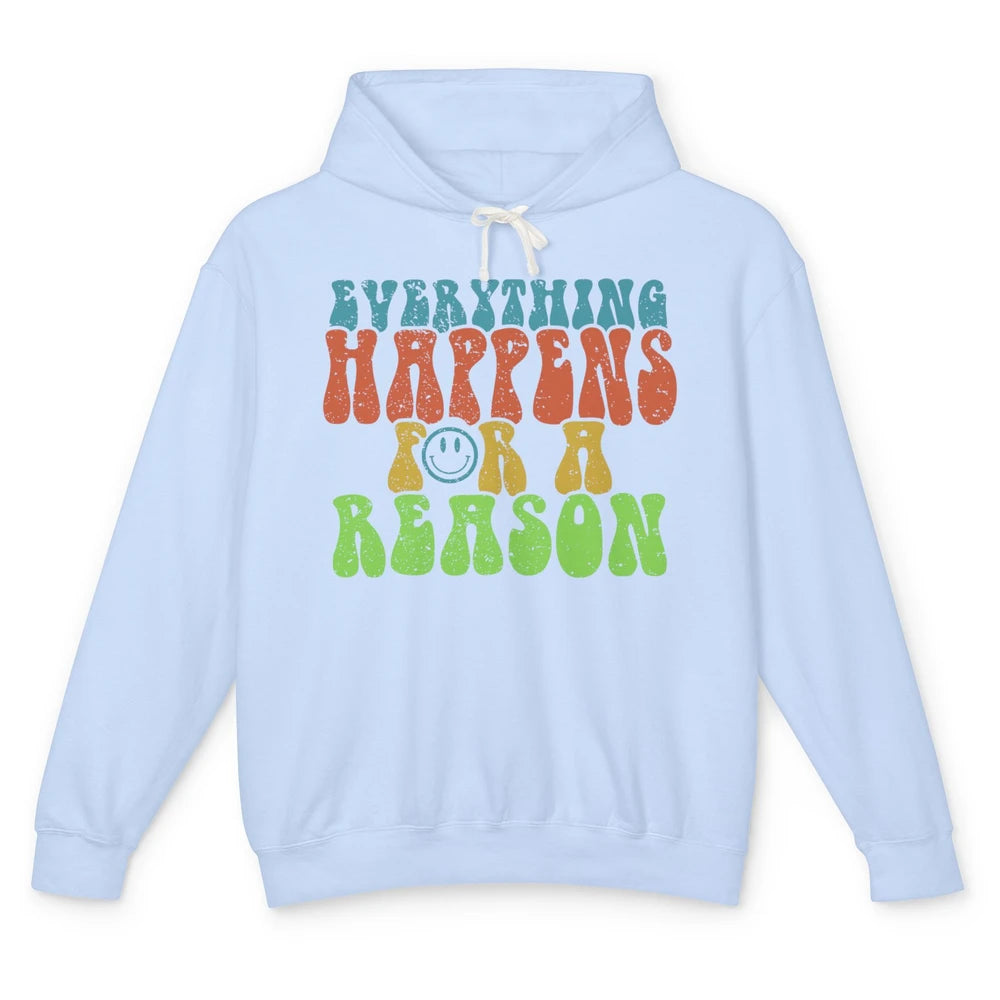 Retro Everything Happens For A Reason Mental Health Peace Unisex Lightweight Hoodie