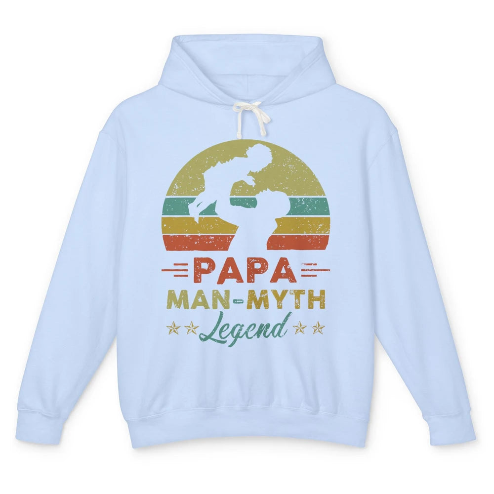 Papa Man Myth Legend Fathers Day Vintage Unisex Lightweight Hoodie