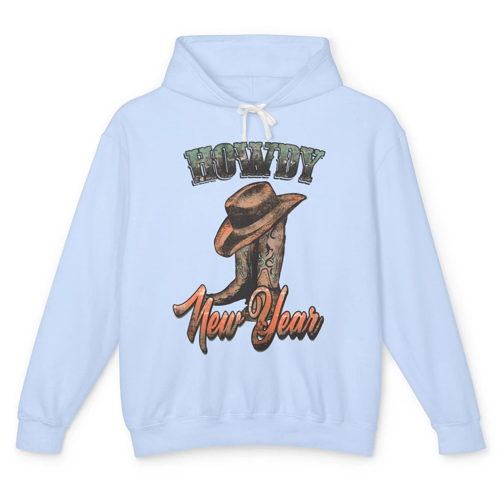 Retro Cowboy Boots Hat Howdy New Year Western New Year Unisex Lightweight Hoodie