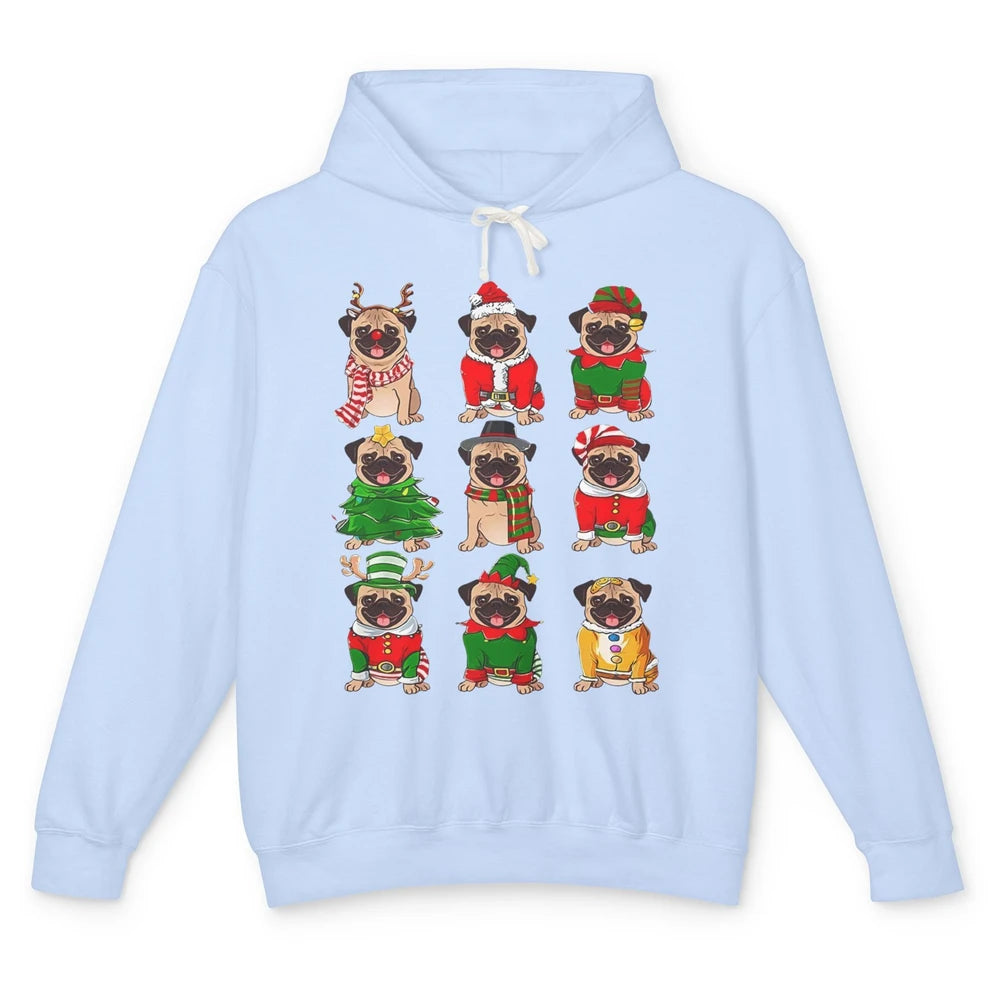 Pug Collection Christmas Santa Pug Dog Christmas Pugmas Unisex Lightweight Hoodie