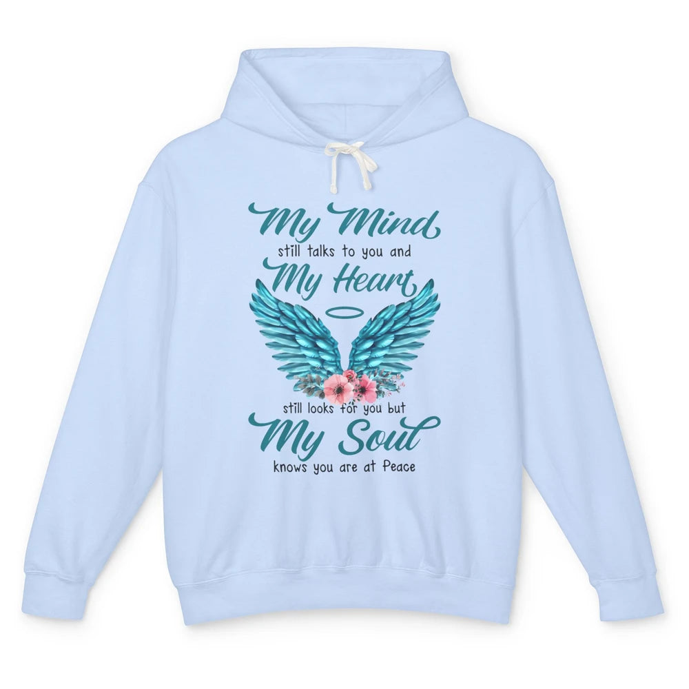 Mom Dad In Heaven My Minds Still Talks To You Memorial Gift Unisex Lightweight Hoodie