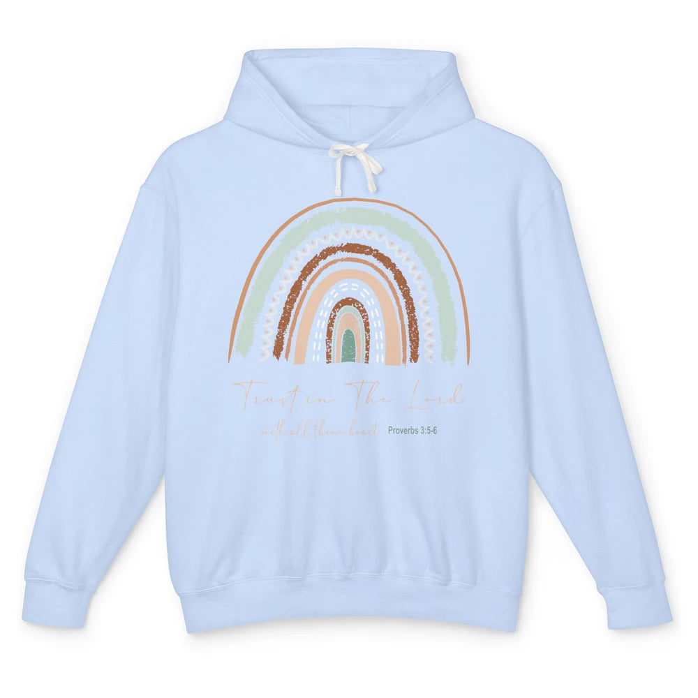 Rainbow Trust In The Lord With All Heart Christian Religious Unisex Lightweight Hoodie
