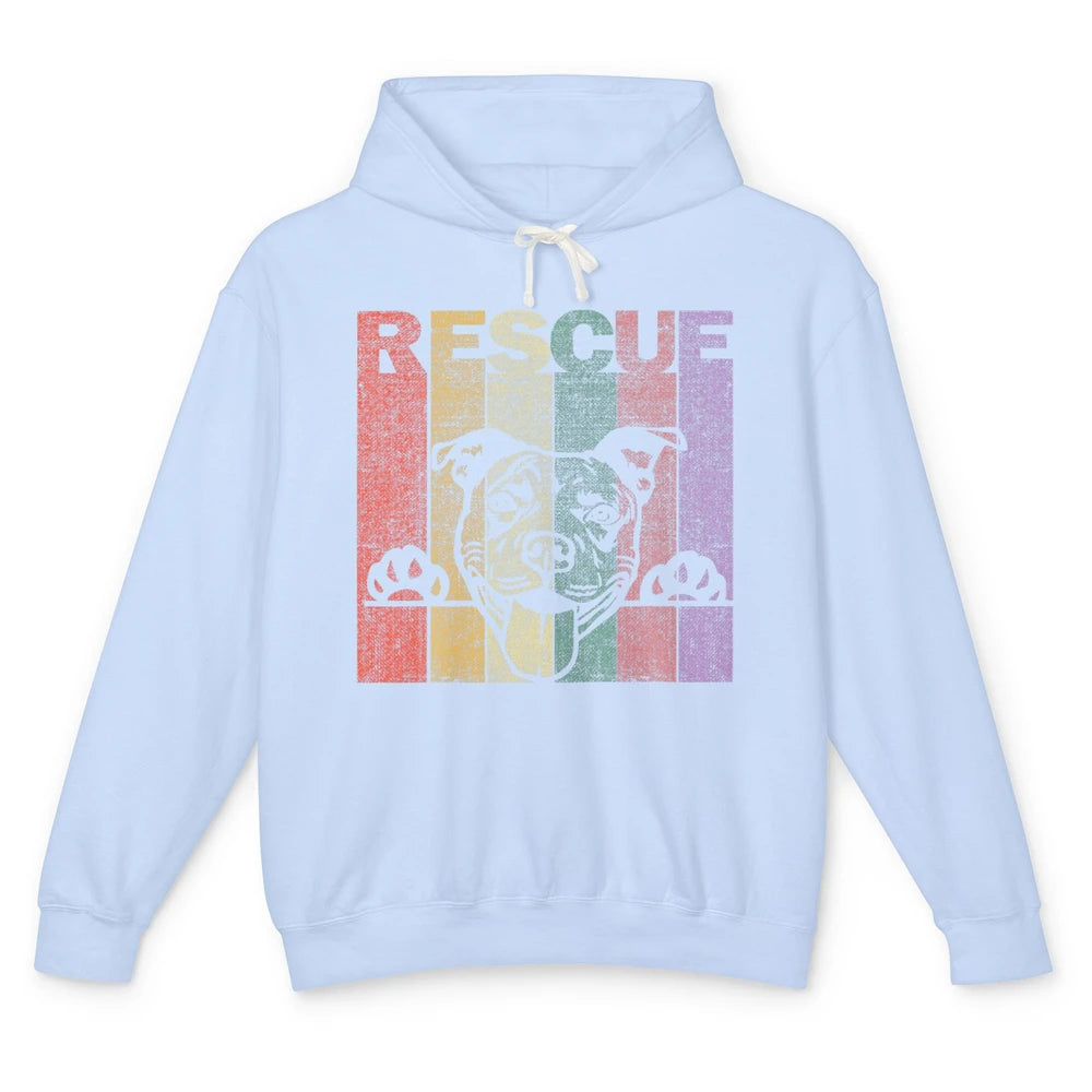 Rescue Dog Pitbull Puppy Adopt Vintage Funny Pet Rescuer Mom Unisex Lightweight Hoodie