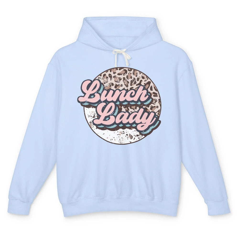 Retro Leopard Lunch Lady Cafeteria Life Lunch Lady Halloween Unisex Lightweight Hoodie