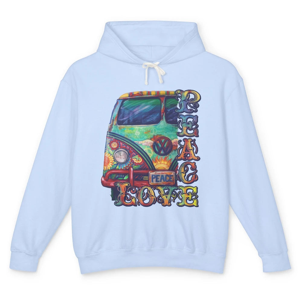 Peace And Love Hippie Van Peacemobile Vintage Gift Camping Unisex Lightweight Hoodie