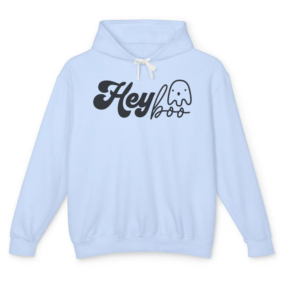 Funny Ghost Hey Boo Pumpkin Halloween Autumn Thanksgiving Unisex Lightweight Hoodie