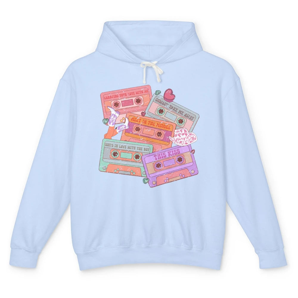 Retro Cowgirl Cassette 90s Western Country Boots Music Boho Unisex Lightweight Hoodie