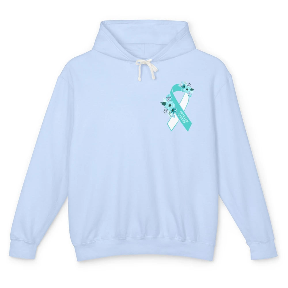 Ovarian Cancer Awareness Support Turquoise Ribbon Pocket Sz Unisex Lightweight Hoodie