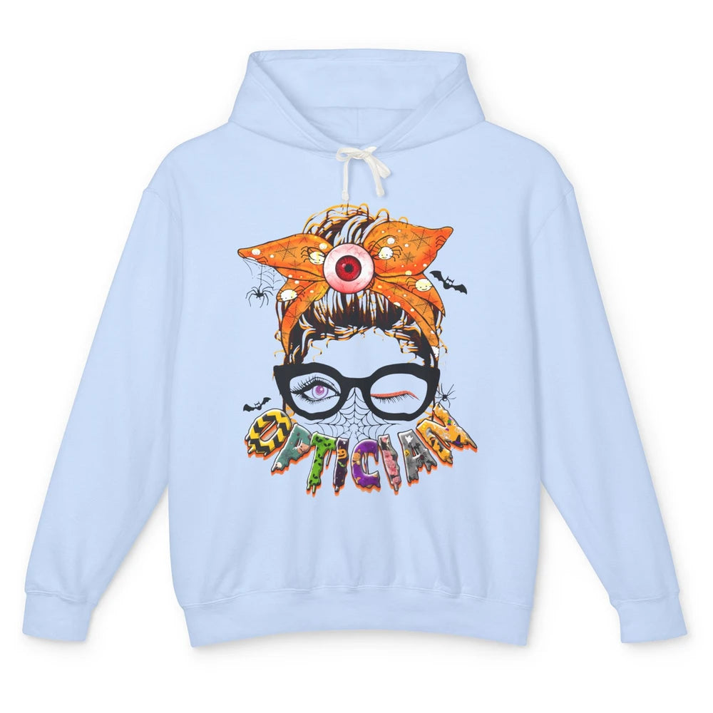 Optician Halloween Women Messy Bun Optometrist Ophthalmic Unisex Lightweight Hoodie